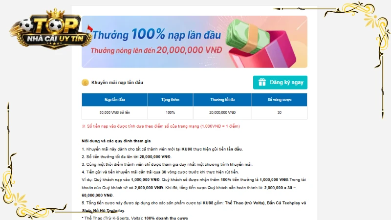 KU88 là nhà cái khuyến mãi có nhiều chương trình hấp dẫn